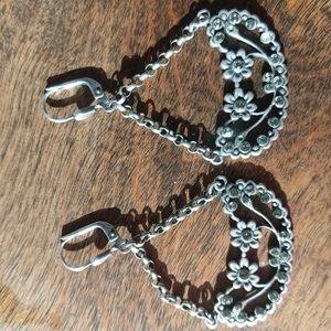 La vie daisy flower dangle earrings. Missing three tiny stones on one earring.